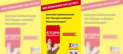 Plakatserie AIDS-Hilfe Freiburg rote Karte mit der Aufschrift Stopp