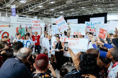 Protest auf der Weltaidskonferenz 2024