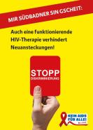 Plakat HIV-Therapie verhindert Neuansteckung rote Karte mit der Aufschrift Stopp