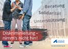 Bild von mehreren Personen (Köüfe nicht sichtbar). Titel "Diskriminierung - nimm's nicht hin!"