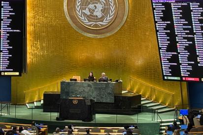 Blick in den Plenarsaal der Vereinten Nationen