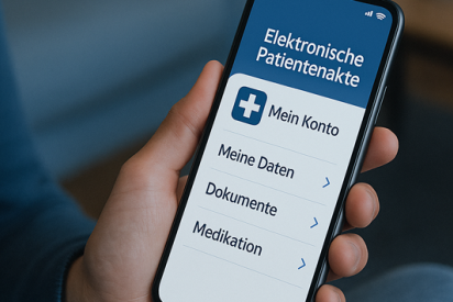 Person hält Handy mit geöffneter ePA-App