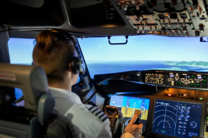 Pilot*in im Cockpit