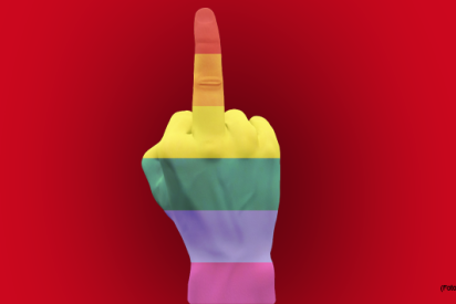 Mittelfinger in Regenbogenfarben