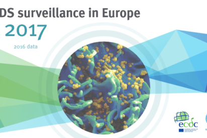 Logos von WHO und ECDC, im Vordergrund der Text "HIV/Aids Surveillance in Europe 2017. Data 2016"